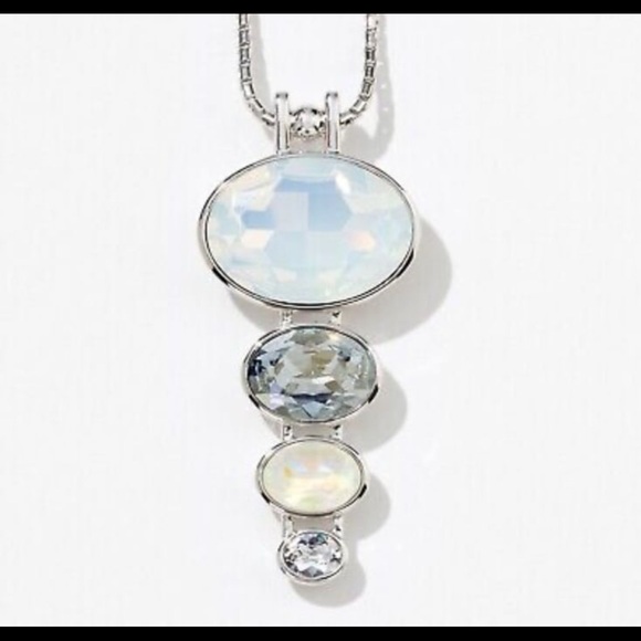 Touchstone Crystal by SKU#01 GLAZED Pendant Opal Crystal Rhodium Plating - Picture 1 of 10